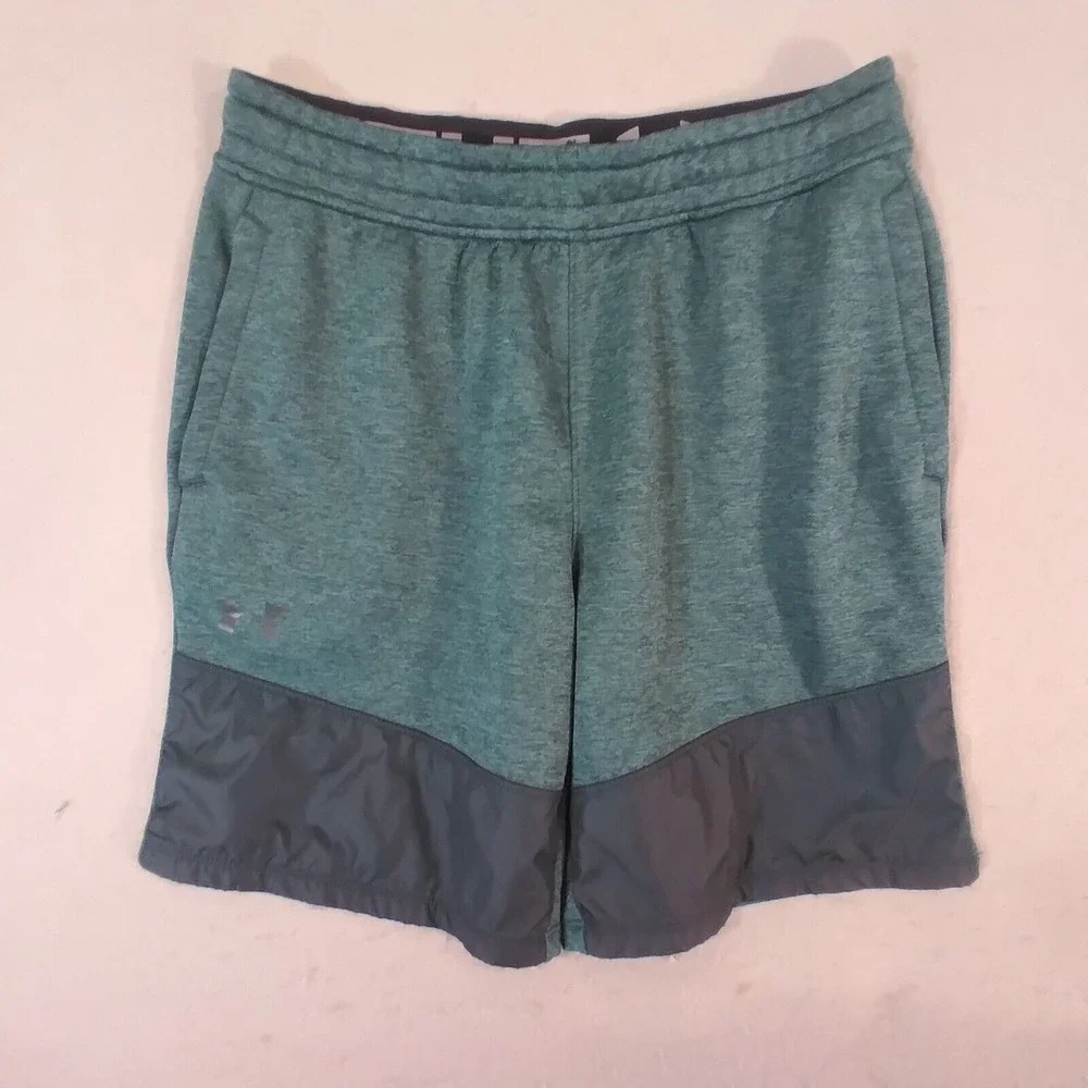 Under Armour shorts adult men's large green fleece gym basketball